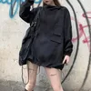 여성용 후드 스웨터 한국어 버전 풀오버 느슨한 거리 패션 후드 봄 가을 긴 소매 포켓 장식 코트