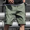 Mens shorts sommar last mode knä längd dragsko män khaki arbete bermudas masculina plus storlek 7xl