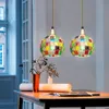 Artpad Tiffany El Yapımı Kolye Lambaları Mutfak Adası Aydınlatma Mozaik Cam Vintage Ayarlanabilir Renkli Asma