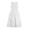 Sem mangas elegante vestidos mulheres cintura alta magro vestidos brancos mujer fora ombro elegante coreano ol praia 210515