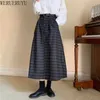WERUERUYU Vintage England Style Long Plaid Skirt Women Autumn Winter Elegant A-Line Wide-Swing High Waisted Skirts Women 210608