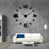 DIY Stor FrameLess Giant Clock Modern Design Cafe Mugg Kaffe Bean Decor Kitchen Wall Watch 210325