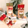 Linnen Pluche Kerst Kousen Sokken Santa Claus Snowman Elanden Printing Snoep Apple Bag Xmas Decor voor Huis Haardvakantie