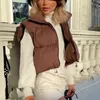 ZXQJ Vintage Femmes Chaud Court Gilets Automne-Hiver Mode Dames Mignon Puffer Gilet Manteaux Doux Filles Chic Survêtement 211101