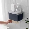 Wall Mount Bathroom Shelf Tissue Box Toilet Paper Holder Napkin Case Bathroom Storage Rack Organizer Bathroom Accessories 210326