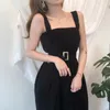 Sommar mode sexig avslappnad datum elegant vit rör topp hög midja bredben jumpsuit byxor med bälte 16f1108 210510