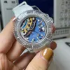 Clean Motre Be Luxe Mens Watch 3135 Automatische mechanische Bewegung Acrylkristall Uhren Gummi -Gurt Luxus Warch Armbanduhr wasserdicht