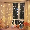 Décoration de fête 300-LED Lumière blanche chaude Romantique Noël Mariage Corde de rideau en plein air -