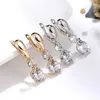 Boucles d'oreilles pour femmes, bijoux en cristal, Zircon, mode, platine, or, argent 18 carats