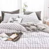 100% Cotton Stripes Duvet Cover Sets Simple Bedding Set with Pillowcases Single Double Queen King Size Quilt Cover Bedclothes 210319