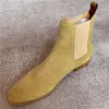 Bottes en daim de mode de défilé de créateurs de Paris sur mesure sans lacet chaussures de loisirs de robe de mariée en cuir véritable de couleur beige de luxe