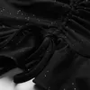 Vestidos casuais sexy mulheres fora ombro brilhante ruched preto mini vestido sólido festa robe skinny clubwear noite elegante senhoras vestidos