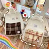 Female Canvas Backpacks for School Teenagers Girls Small Fresh Plaid Bag Kawaii Bookbag Korean College Mochilas 211009