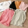 Autumn Winter 2 3 4 6 8 10 Year Child Long Sleeve Solid Color High Neck Turtleneck Basic Cotton T-Shirt For Kids Baby Girls 210701