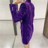 Purple Velvet Blazer Dress Women Fashion With Shoulder Pads Long Sleeve Mini Woman Elegant Office Ladies es 210519