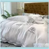 Sängkläder levererar textilier hem trädgårdsbyte uppsättningar 4PCS Ice Silk Set Nordic 29 Färg Broderi Quilt Er Bed Sheet Pillowcase för Queen Kin