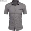 Grå Mens Klänning Skjortor Mode Plaid Collar Patchwork Shirt Män Business Formell Bomullskjorta Man Casual Button Up Chemise Homme 210522