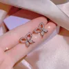 Nowa Moda Kobiety Biżuteria Zestawy 18K Róża Pozłacane CZ Motyl Kolczyki Naszyjnik Ring Set Dla Dziewczyn Kobiet Ładny Prezent