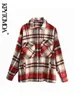 KPYTOMOA Women Fashion Oversized Plaid Jacket Coat Vintage Long Sleeve Pockets Female Outerwear Chic Tops 211109