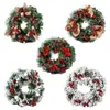 Decorative Flowers & Wreaths 2022 Christmas Wreath Artificial Pinecone Red Berries Garland Hanging Front Door Wall Party Home Ornaments