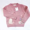 Baby Girls Cotton Knitted Cardigan Pink Color Cartoon Rabbit Embroidery Spring Autumn Sweater Kids Outerwear Top 211104