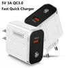 5V 3A QC3.0 Быстрое быстрое зарядное устройство EU UU AC AC Home Travel Настенные зарядные устройства для iPhone Samsung HTC Android Factory Factory