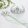 Włókna Wands Korona 2 PC Zestaw Bajki Wand Dziewczyna Boże Narodzenie Party Snowflake Klejnoty Gem Magiczna Wands Pałąk Księżniczka Korona Tiara Kolorowa 855 V2