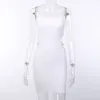 OMSJ металлическая цепочка ремешок сексуальный бодиконку Летнее платье женщин без бретелек, выдолбленные мини-эс.