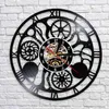 Zegary ścienne Steampunk Cogwheels Record Zegar Gears Charms Sztuka Silent Quartz Watch Woodarming Room Dekory