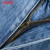 Женщины Tangada моды полость разорванные голубые джинсовые джинсы брюки брюки с высокой талией леди Pantalon 4M02 210922