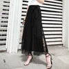 2021 Chiffon wide-poot broek rok broek vrouwen zomer negen zij split kant chiffon stiksel losse strakke hoge taille broek 610 g Q0801