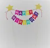 Zmontowany szczęśliwy tort urodzinowy dekoracja z kolorowym banerem dla dzieci, mężczyzn, dziewczyna odpowiednia