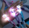Dessin animé licorne lumière stylo LED lumières tête de silice Gel brillant stylo à bille étudiant papeterie école écriture cadeau fournitures encre bleue