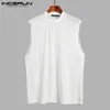 Mannen Mesh Gestreepte Tank Tops Mouwloos O Hals Streetwear Ademende Vesten Zomer Mode See Through Heren INCERUN 5XL 7 Men's322Q