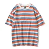 Bolubao Brand Mens Short-Sleeve T-shirts för Manlig T Shirt Version Striped Round-Collar Men Toppar Sommar 210518