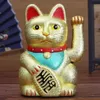 Chiński Feng Shui Kucking Cat Wealth Białe Macha Fortune / Lucky 6 "H Gold Silver Gift dla Good Luck Kitty Decor 211021