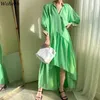 Kore Chic PU Deri Kemer Elbiseler Kadın Çiçek Baskı Yaz Asimetrik Elbise Vintage Zarif Vestidos Mujer 210519