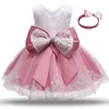 Princess Kids Girl Flower Embroidery Dresses Baby Girls Christening Gown Formal Dress Festival Toddler 1st Birthday Party Outfit G1129