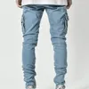 Jeans da uomo Pantaloni casual in denim di cotone Pantaloni cargo multitasche Pantaloni da uomo alla moda con tasche laterali per uomo