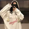 Cartoon print Winter casual female fashion punk large size loose fun angel letter ins long sleeve Vintage sweatshirt 210910