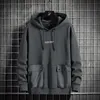 Męskie bluzy bluzy Single Road Męskie Mężczyźni Pockerts Solid Harajuku Bluza Hip Hop Japoński Streetwear Casual Grayvized Hoodie