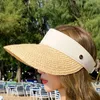 Chapeau de paille de protection solaire d'été pour femmes pour dames style coréen découvert vacances plage extérieure anti-ultraviolet Panama casquette large bord chapeaux Elob22