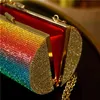 Rainbow Rhinestone Purse Evening Bags for Women Luxury Party Handbag Wedding Clutch Diamond Cylinder Shoulder ZD1739 27K