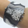 Horloges 5 kleuren Super Cool Men Quartz Horloges Oulm 1220 Double Time Show Snake Band Casual Sports Male Military Army Clock