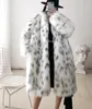 Women Winter New Faux Fox Fur Coat Lady Casual Spliced Leopard Print Fur Jacket Female Thick Warm Mid-long Plush Outerwear