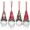 Décorations d'arbre de Noël Buffalo Plaid Peluche Gnome Poupée Pendentif Suspendu Ornement Nouvel An Fête Fournitures XBJK2110