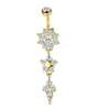 Bell Jewelrysexy Dangle Bars Button Cz Cr Crystal Flower Body Biżuteria pępa pierścienie Mya30 Drop dostawa 2021 IAUF7