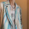 Vrouwen Blazer Textuur Retro Tie Dye Jas Vintage Single Button Lange Mouw Dame Casual Esthetic Pak Jas Chic Outwears 210510