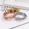 Luxury Letter Strap Bracelet Belt Buckle Charm Bracelets Titanium Steel Bangle Couple Jewelry With Stamps