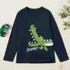 Spring and Autumn Stylish Cartoon Dinosaur Print Long-sleeve Tee for Kids Boy 210528